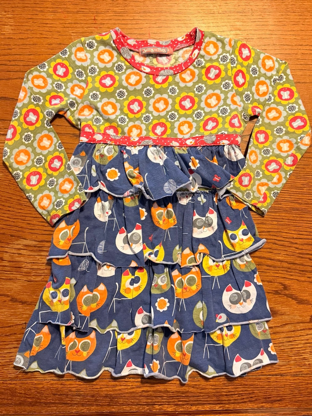 Jelly the Pug Size 4 Dress Cats Mice Butterflies 4T